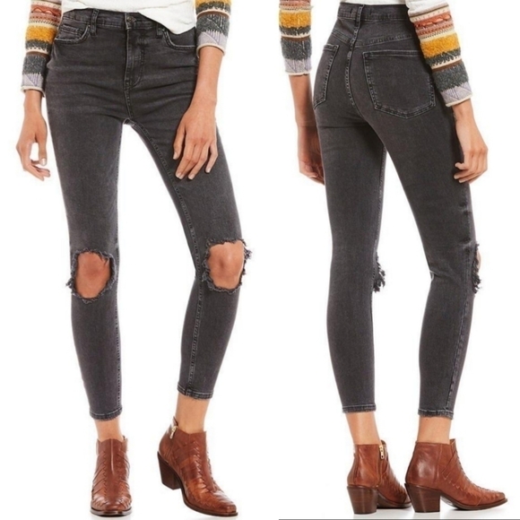Free People Knee Distressed Skinny Jeans - Picture 1 of 10
